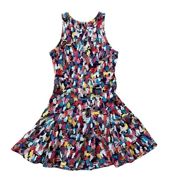 Dress To Allover Cat Print Cut Out Fit and Flare Dress Size M Made in Brazil - Picture 2 of 15